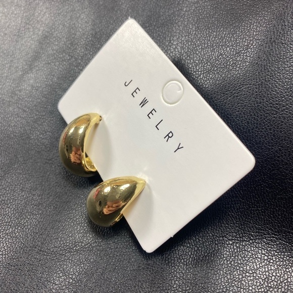 Gold Tone Tear Drop Earrings Water Droplets Hoops Studs - Picture 8 of 11